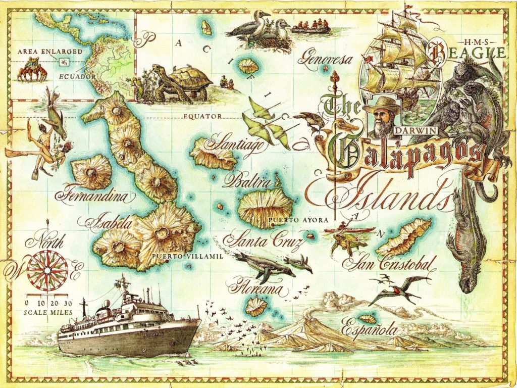 Mapa das Ilhas Galápagos